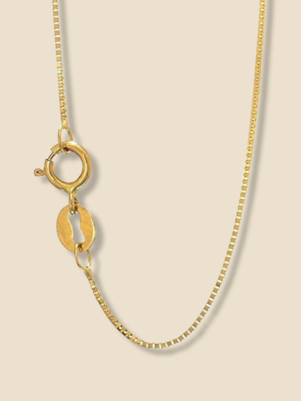 14k Solid Gold Box Chain Necklace 0.6mm 16 Inch By Tehrani Jewelry